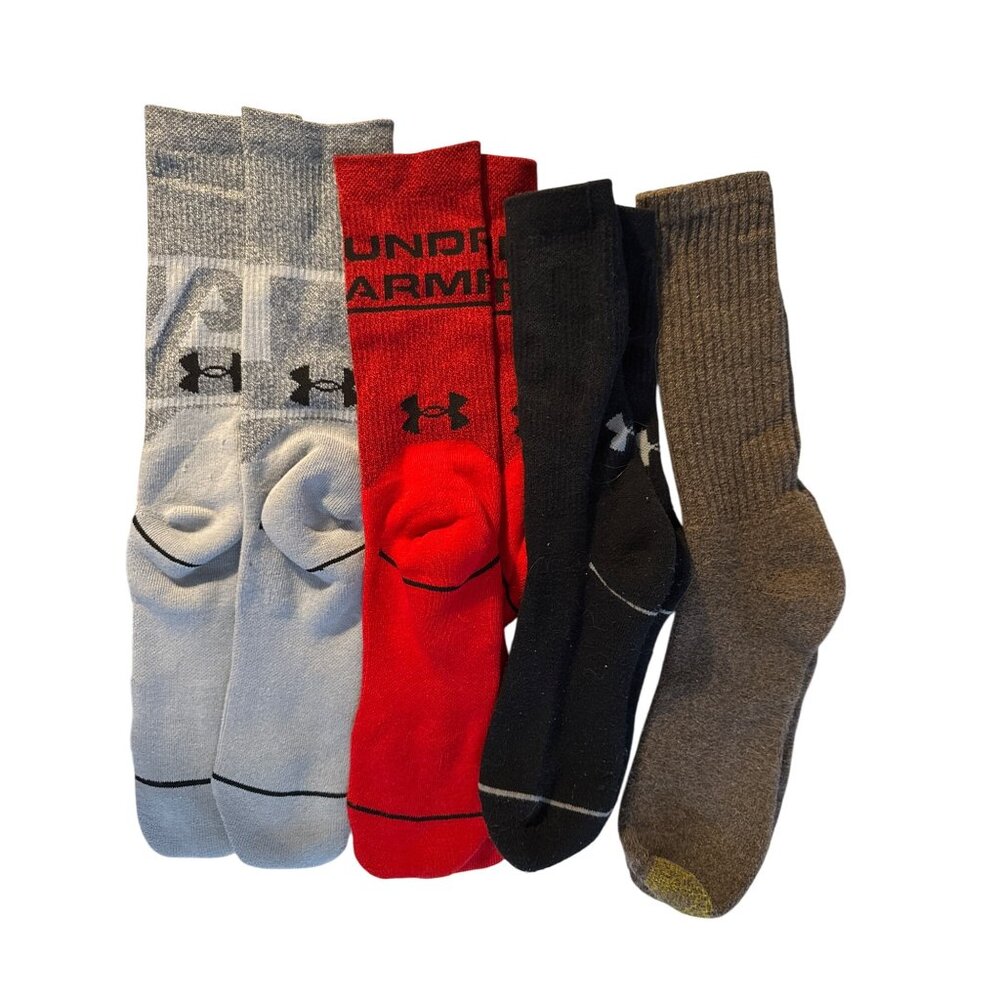 Lot of 4 Pairs Cotton and Mixed Lightly Used Assorted Athletic Mens Under Armour
